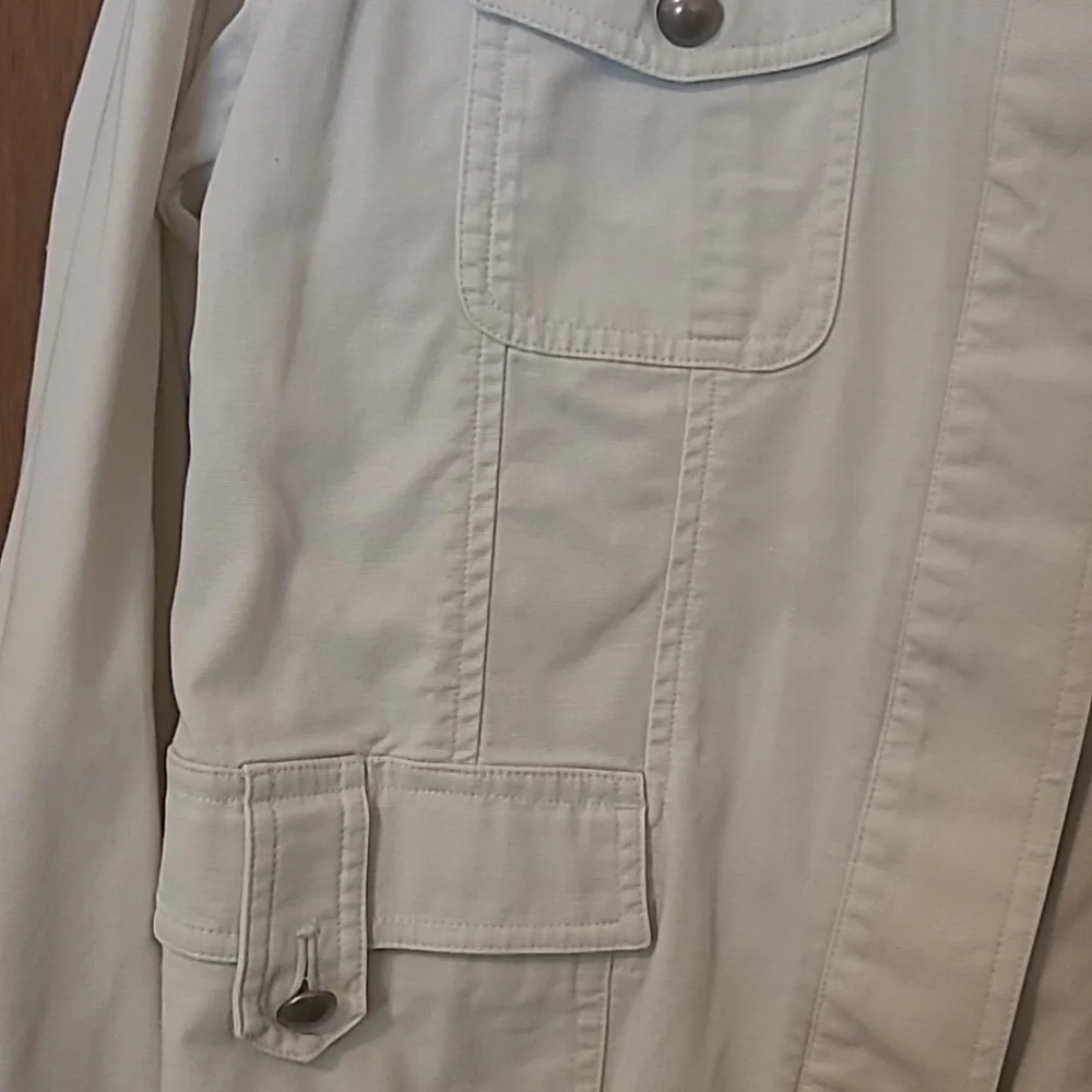 Christopher & Banks cotton button front very light tan jacket Sz XL - Picture 4 of 7